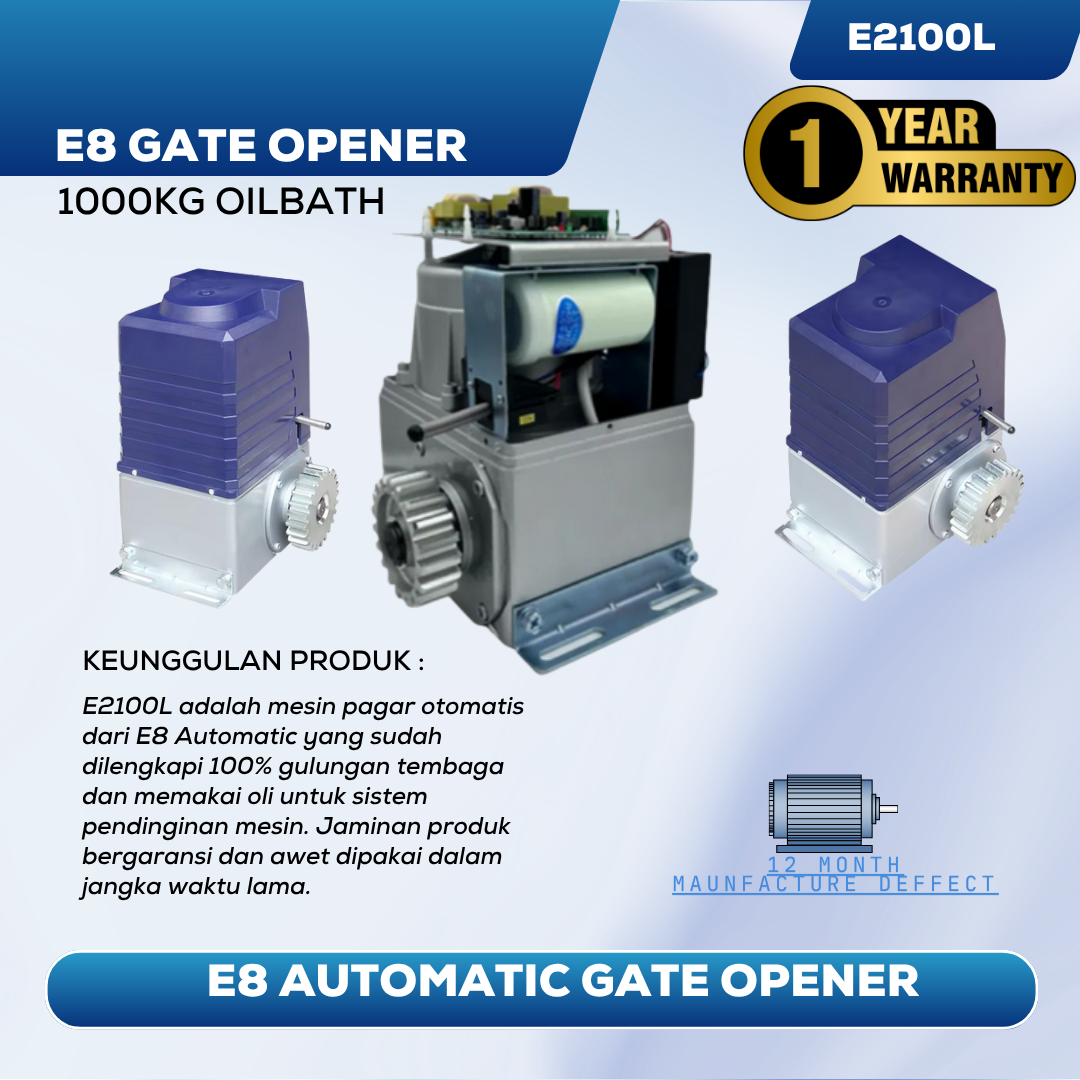 Mesin Pagar Otomatis Sliding Gate E8 AC 1000KG E2100L Oil Bath